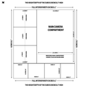 Internal layout of Sakk Pack Cube showing compartments for cinema cameras, laptop, tripod, and accessories.